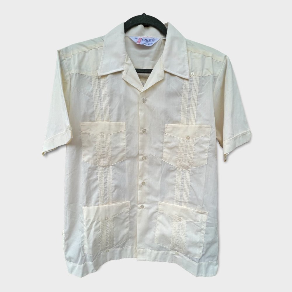 Rare Vintage 'The Romani Collection' Cream Colored Dress Shirt with Four Pockets